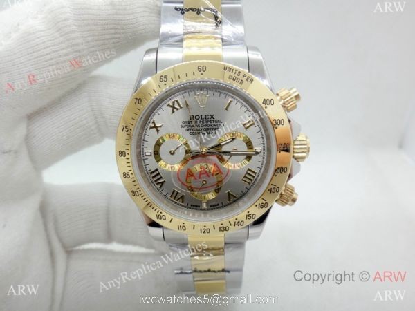 High Quality Copy Rolex Daytona Two Tone Gray Roman Watch 40mm High Quality Copy Rolex Daytona Two Tone Gray Roman Watch 40mm