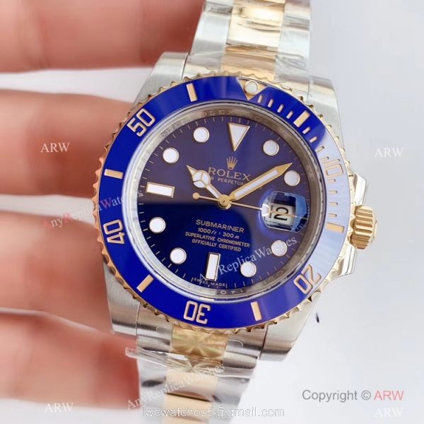 Grade AAA Rolex Submariner AR Factory V3 Version 2-Tone Smurfs Watch 40mm Grade AAA Rolex Submariner AR Factory V3 Version 2-Tone Smurfs Watch 40mm