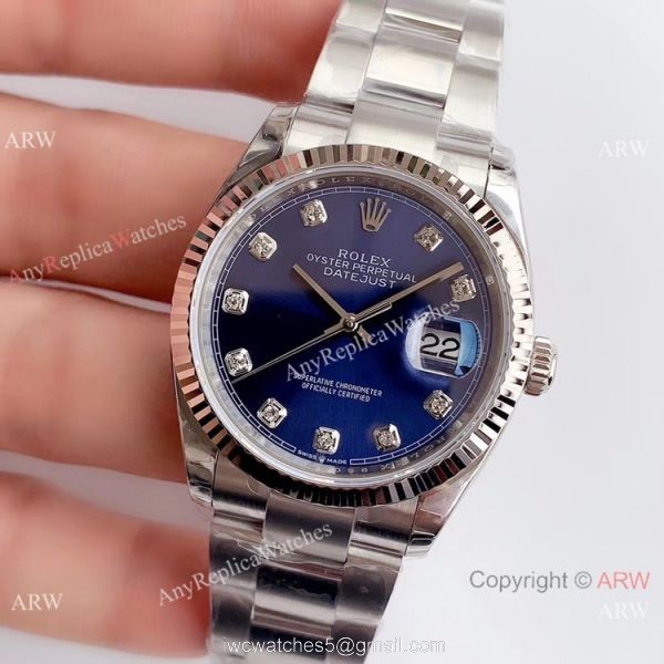 (EW) Grade 1A Rolex Datejust 36mm Watch Stainless Steel Blue Diamond Dial Rolex EW Factory Wrist (EW) Grade 1A Rolex Datejust 36mm Watch Stainless Steel Blue Diamond Dial Rolex EW Factory Wrist