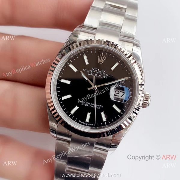 Swiss Knockoff Rolex Datejust EW Factory 3235 Black Dial Watch 36mm Swiss Knockoff Rolex Datejust EW Factory 3235 Black Dial Watch 36mm