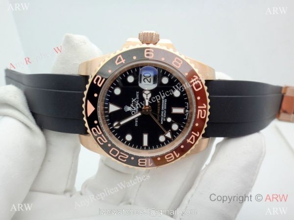 Replica Rolex GMT-Master II Rubber Strap Brown Black Ceramic Watch Replica Rolex GMT-Master II Rubber Strap Brown Black Ceramic Watch