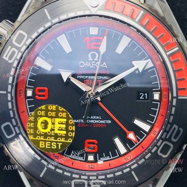 Swiss Grade 1 Omega Planet Ocean Deep Black 8906 Red Inner Watch OE Factory Swiss Grade 1 Omega Planet Ocean Deep Black 8906 Red Inner Watch OE Factory