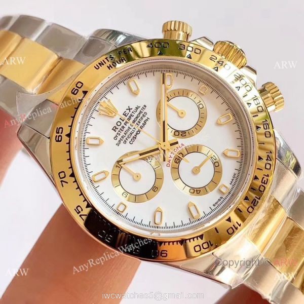 1:1 Best Clone Rolex Daytona Two Tone White Dial Watch Noob Factory 904L 4130 Movement 1:1 Best Clone Rolex Daytona Two Tone White Dial Watch Noob Factory 904L 4130 Movement