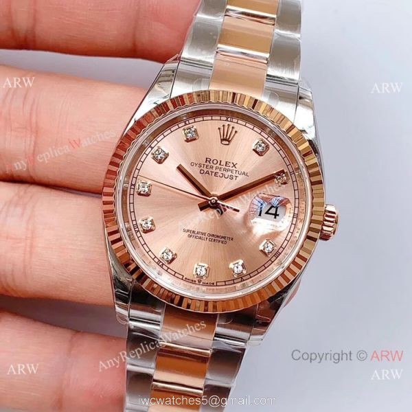 EWF Swiss 3235 Rolex Datejust 36 Watch Salmon Dial Rolex Everose Replica EWF Swiss 3235 Rolex Datejust 36 Watch Salmon Dial Rolex Everose Replica