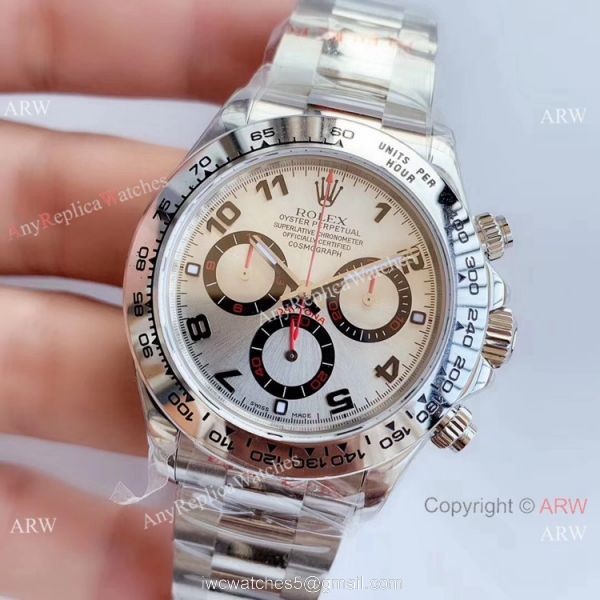 Noob Factory Clone 7750 Rolex Daytona Copy Watch Ss Silver Arabic Dial Noob Factory Clone 7750 Rolex Daytona Copy Watch Ss Silver Arabic Dial