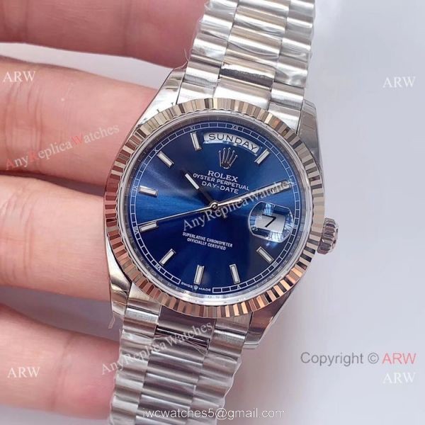 (EW)Swiss 3255 Rolex Day Date 36mm Watch Stainless Steel President Blue Dial (EW)Swiss 3255 Rolex Day Date 36mm Watch Stainless Steel President Blue Dial