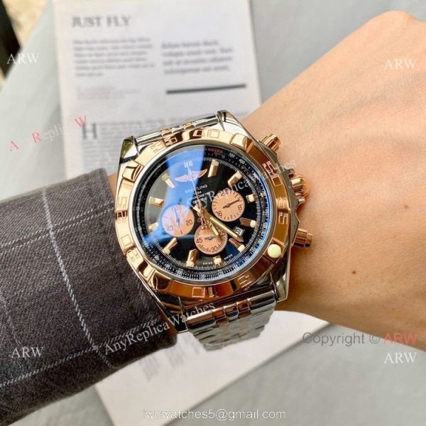 Two Tone Rose Gold Breitling Chronomat B01 Copy Watch 45mm Two Tone Rose Gold Breitling Chronomat B01 Copy Watch 45mm