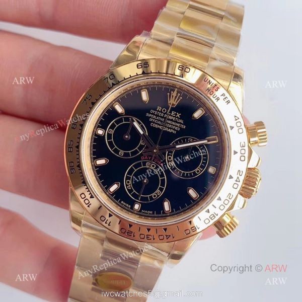 New Black Rolex Daytona Yellow Gold Swiss Replica Watches From Noob Factory New Black Rolex Daytona Yellow Gold Swiss Replica Watches From Noob Factory