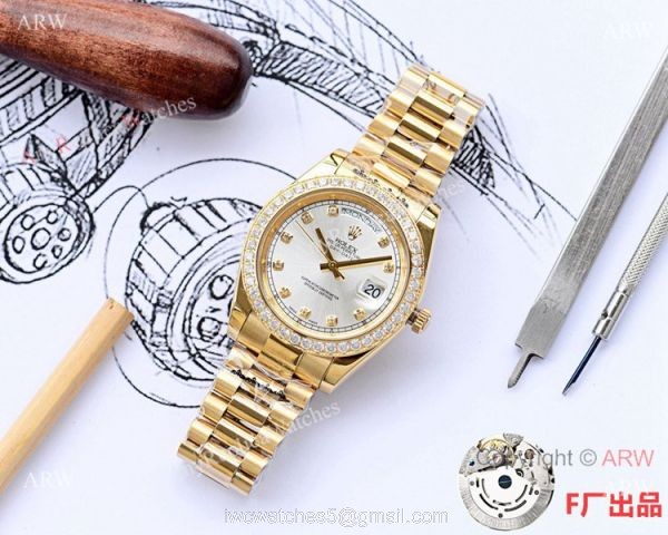 NEW UPGRADED Fake Presidential Rolex Daydate 2 Silver Diamond Dial 41mm NEW UPGRADED Fake Presidential Rolex Daydate 2 Silver Diamond Dial 41mm