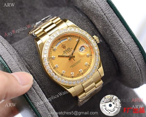 NEW UPGRADED Copy Rolex Day-date II All Gold Diamond Watch 41mm NEW UPGRADED Copy Rolex Day-date II All Gold Diamond Watch 41mm