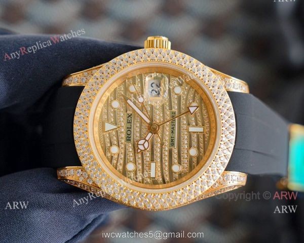 High Quality Rolex GMT-Master II Iced Out Watch Rubber Strap High Quality Rolex GMT-Master II Iced Out Watch Rubber Strap