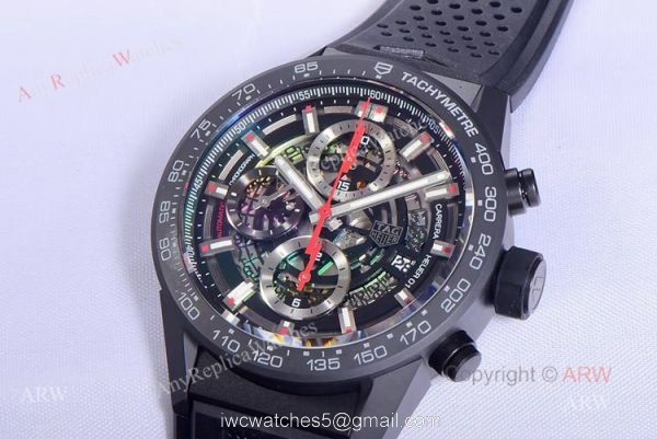 1:1 Best Copy Tag Heuer Carrera 01 All Black Ceramic Watch 43mm 1:1 Best Copy Tag Heuer Carrera 01 All Black Ceramic Watch 43mm