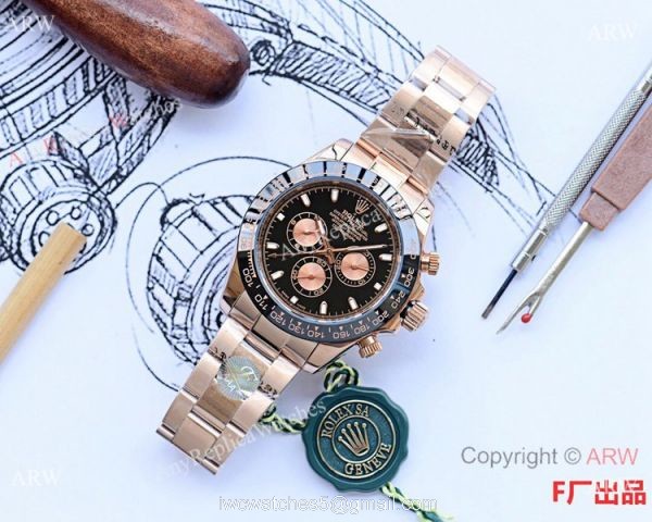 Rolex Daytona Rose Gold Ceramic Bezel Black Dial Watch 43mm Rolex Daytona Rose Gold Ceramic Bezel Black Dial Watch 43mm