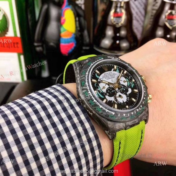 New Rolex Daytona Watch Replica Carbon Rolex Daytona with Green Nylon Strap New Rolex Daytona Watch Replica Carbon Rolex Daytona with Green Nylon Strap