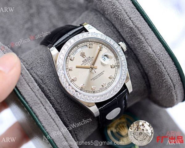 NEW UPGRADED Clone Rolex Day Date ii 41mm Watches Brown Leather Strap NEW UPGRADED Clone Rolex Day Date ii 41mm Watches Brown Leather Strap