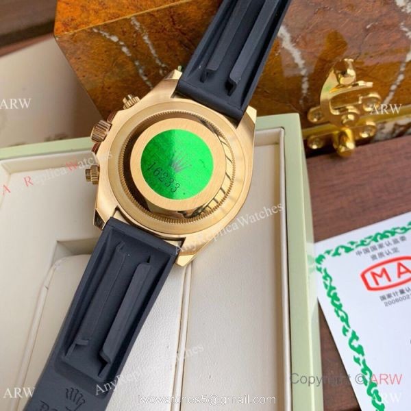 New Copy Rolex Daytona Rubber Strap Black Dial with Gold Subdials New Copy Rolex Daytona Rubber Strap Black Dial with Gold Subdials