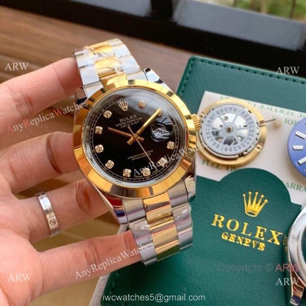 Upgraded Rolex Datejust II Replica Watch 41mm Two Tone Blue Diamond Face Upgraded Rolex Datejust II Replica Watch 41mm Two Tone Blue Diamond Face