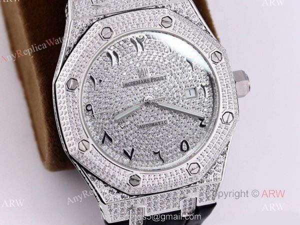 Swiss Replica Audemars Piguet Royal Oak Diamonds With Arabic Dial Automatic Watch For Men Swiss Replica Audemars Piguet Royal Oak Diamonds With Arabic Dial Automatic Watch For Men