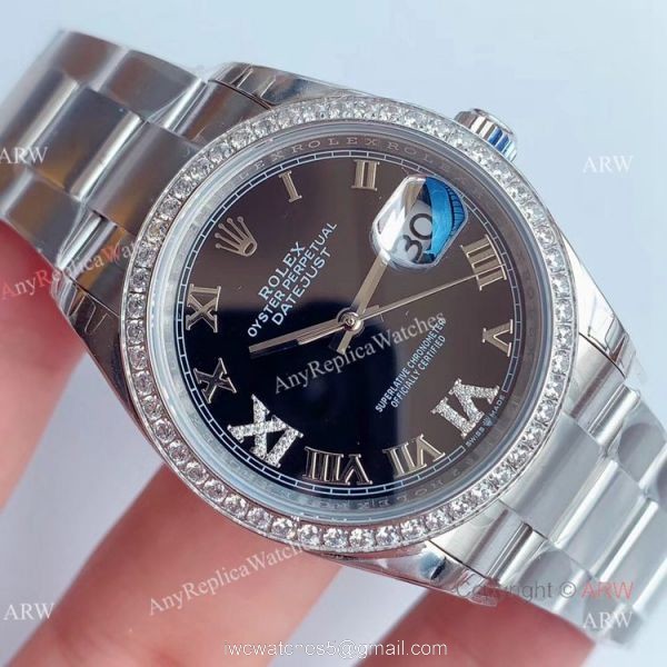 (EW) Rolex Datejust Black Face Diamond Bezel Swiss Replica Watches 36mm (EW) Rolex Datejust Black Face Diamond Bezel Swiss Replica Watches 36mm