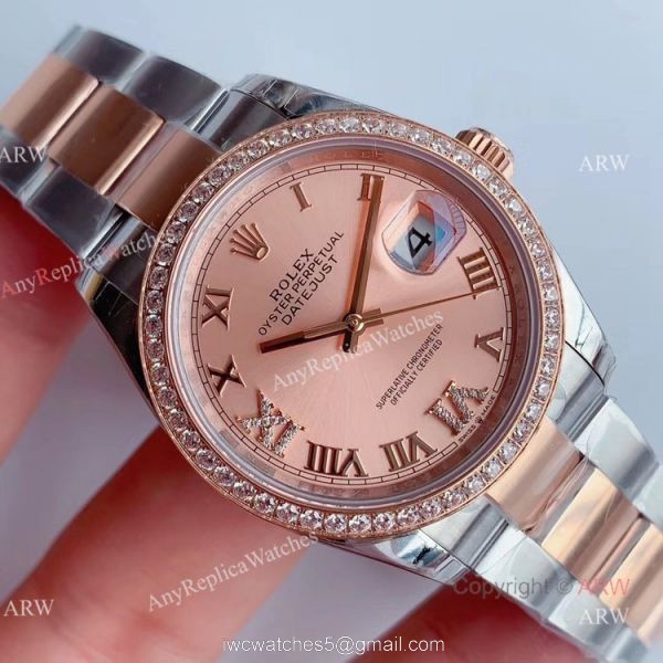 EW Factory Swiss Copy Rolex Datejust Rose Gold Dial Diamond Watch 36mm EW Factory Swiss Copy Rolex Datejust Rose Gold Dial Diamond Watch 36mm
