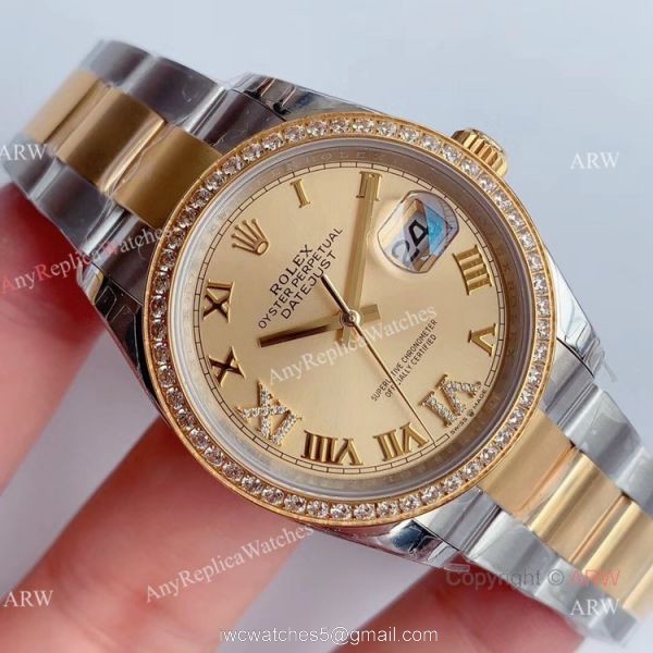 EW Factory Mens Rolex Datejust Two Tone Diamond Watch Replica Rolex Datejust 36 Gold Dial For Sale EW Factory Mens Rolex Datejust Two Tone Diamond Watch Replica Rolex Datejust 36 Gold Dial For Sale