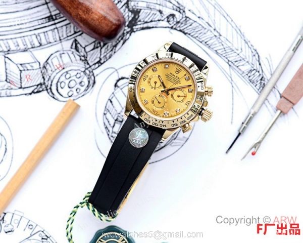 Best Replica Rolex Daytona Rubber Band Watch Gold Diamond Face 40mm Best Replica Rolex Daytona Rubber Band Watch Gold Diamond Face 40mm