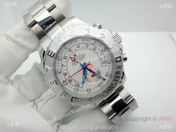 Copy Rolex Yacht-Master II Stainless Steel White Face Watch 44mm Copy Rolex Yacht-Master II Stainless Steel White Face Watch 44mm
