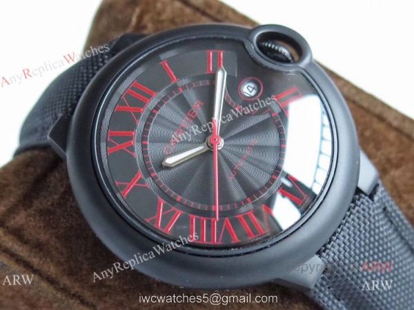 TW Factory Faux Cartier Ballon Bleu 42mm All Black Watch With Red Markers TW Factory Faux Cartier Ballon Bleu 42mm All Black Watch With Red Markers