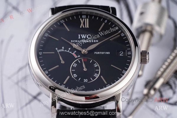 Swiss Replica IWC Portofino 8 Days Black Dial Power Reserve Automatic Watch Swiss Replica IWC Portofino 8 Days Black Dial Power Reserve Automatic Watch