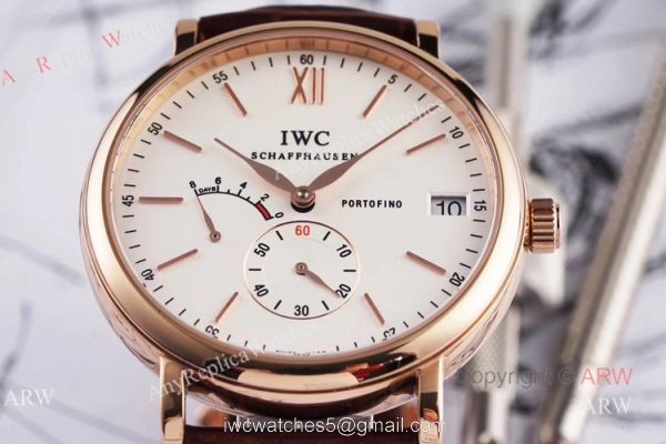 Swiss Replica IWC Schaffhausen Portofino 8 Days Power Reserve Rose Gold White Dial Watch Swiss Replica IWC Schaffhausen Portofino 8 Days Power Reserve Rose Gold White Dial Watch
