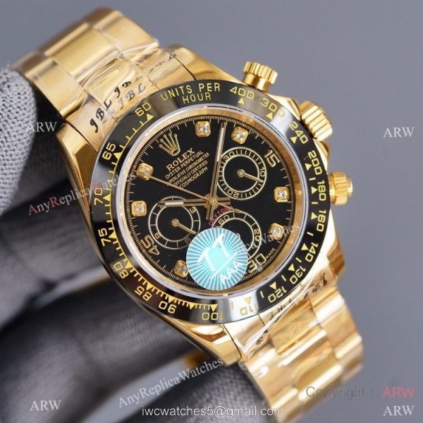 Swiss Quality Rolex Daytona 40mm Watch Black Ceramic Bezel Yellow Gold Swiss Quality Rolex Daytona 40mm Watch Black Ceramic Bezel Yellow Gold