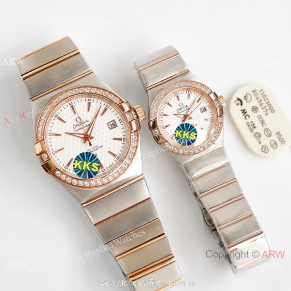 Swiss Quality Replica Omega Double Eagle Constellation Couple Watch Diamond Bezel New Face Swiss Quality Replica Omega Double Eagle Constellation Couple Watch Diamond Bezel New Face