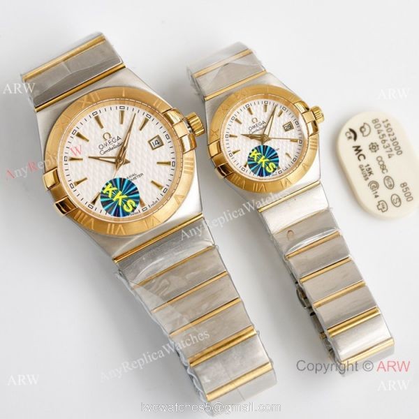 Swiss Quality Omega Double Eagle Couple Watches 8215 Movement 2-Tone Rose Gold Blue Swiss Quality Omega Double Eagle Couple Watches 8215 Movement 2-Tone Rose Gold Blue
