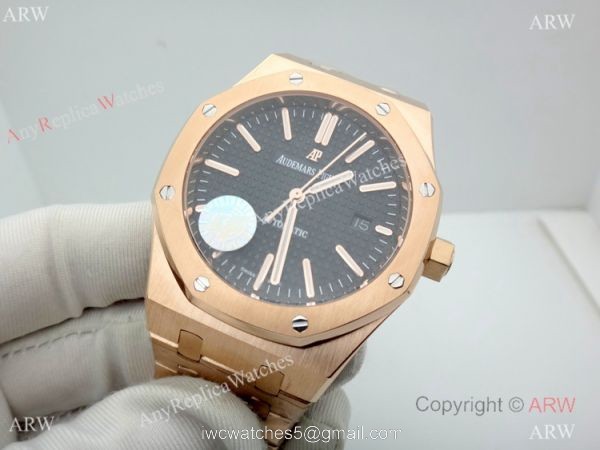 ZF Factory Audemars Piguet Royal Oak 9015 Black Dial Rose Gold Watch 41mm ZF Factory Audemars Piguet Royal Oak 9015 Black Dial Rose Gold Watch 41mm
