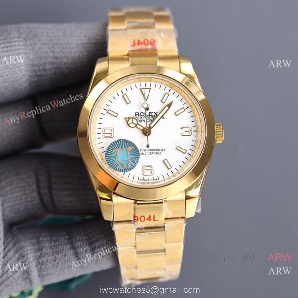 Swiss Quality Rolex Explorer All Gold Men Watch Citizen 8215 Movement Swiss Quality Rolex Explorer All Gold Men Watch Citizen 8215 Movement