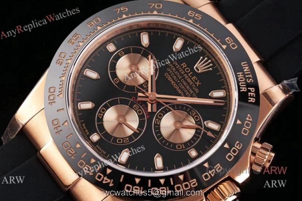 Noob Factroy V3 Rolex Daytona Rubber Band Rose Gold Black Dial Watch Noob Factroy V3 Rolex Daytona Rubber Band Rose Gold Black Dial Watch