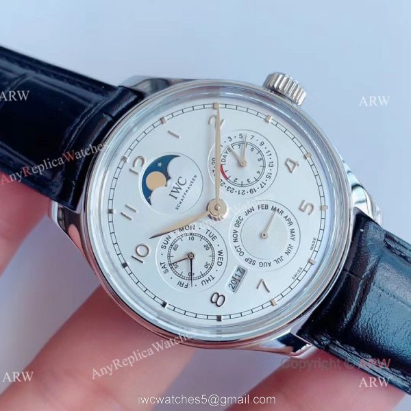 V9 Factory Replica IWC Portuguese Perpetual Calendar White Dial Moon Watch 41mm V9 Factory Replica IWC Portuguese Perpetual Calendar White Dial Moon Watch 41mm