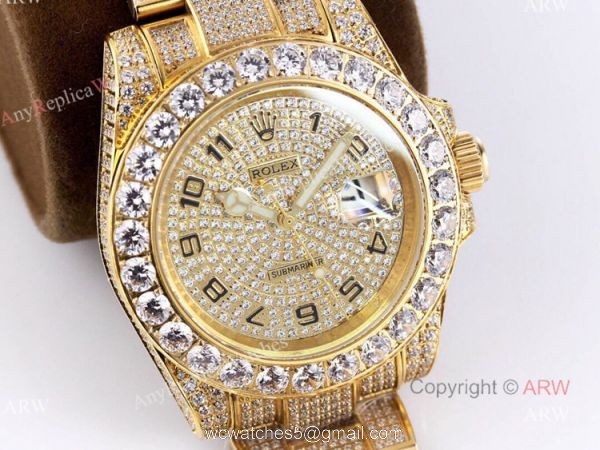 Arabic Dial Rolex Diamond Watch Gold Rolex Submariner 116610 Replica Watches Arabic Dial Rolex Diamond Watch Gold Rolex Submariner 116610 Replica Watches
