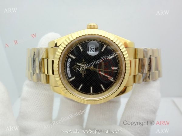 High Quality Rolex Day Date 40mm Black Textured Dial All Gold Watch High Quality Rolex Day Date 40mm Black Textured Dial All Gold Watch