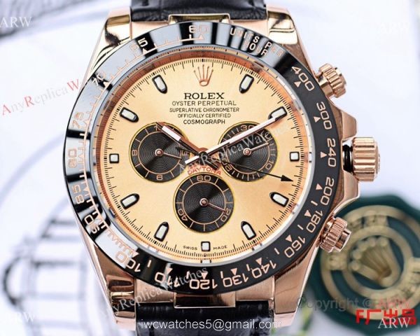 New Rolex Daytona Rose Gold Ceramic Bezel Replica Watch 43mm New Rolex Daytona Rose Gold Ceramic Bezel Replica Watch 43mm