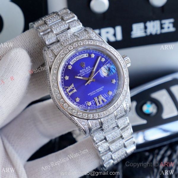 Replica Rolex Day Date II Watches Stainless Steel Iced Out Diamond Case Replica Rolex Day Date II Watches Stainless Steel Iced Out Diamond Case