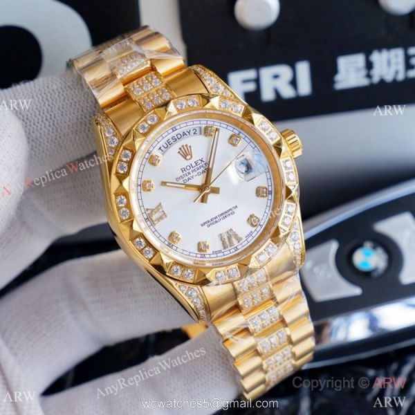 High Quality Rolex Day Date II Gold Iced Out Presidential Watches 41mm High Quality Rolex Day Date II Gold Iced Out Presidential Watches 41mm