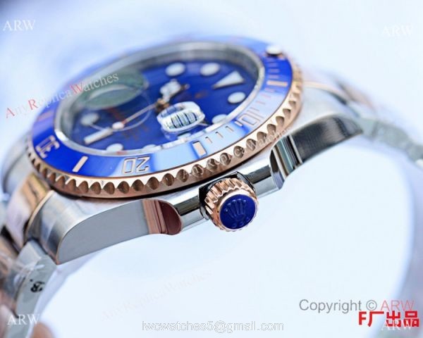 Copy Rolex Submariner Date Watch 40mm Two Tone Rose Gold Blue Ceramic Bezel Copy Rolex Submariner Date Watch 40mm Two Tone Rose Gold Blue Ceramic Bezel
