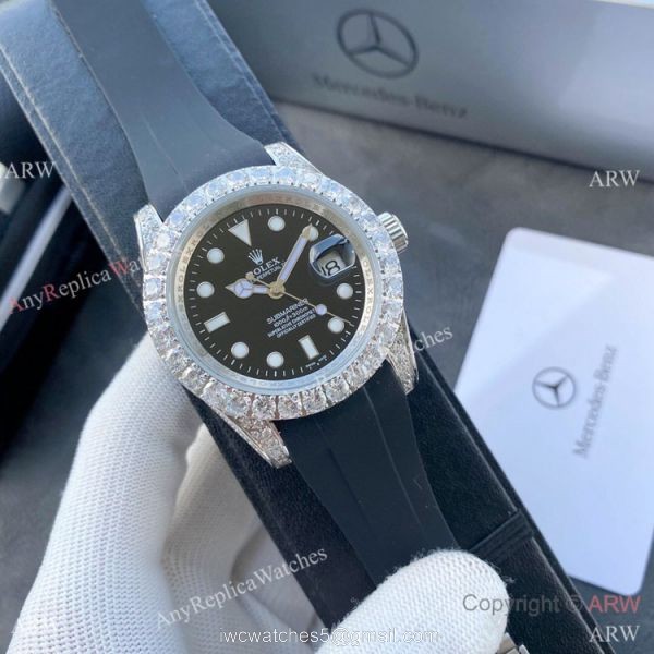 Top Replica Rolex Submariner Iced Out Diamond Watches 40mm Gold Case Blue Rubber Strap Top Replica Rolex Submariner Iced Out Diamond Watches 40mm Gold Case Blue Rubber Strap