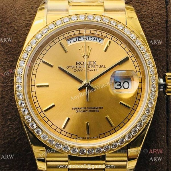 (EWF ) Rolex Day Date President Replica Watch All Gold Diamond Bezel 36mm ETA3255 (EWF ) Rolex Day Date President Replica Watch All Gold Diamond Bezel 36mm ETA3255