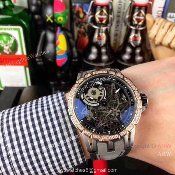New Copy Roger Dubuis Excalibur Automatic Skeleton Watch Rose Gold Diamond New Copy Roger Dubuis Excalibur Automatic Skeleton Watch Rose Gold Diamond