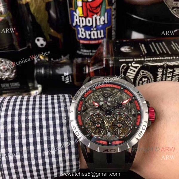 Copy Roger Dubuis Excalibur Skeleton Double Flying Tourbillon Watch SS Case Copy Roger Dubuis Excalibur Skeleton Double Flying Tourbillon Watch SS Case