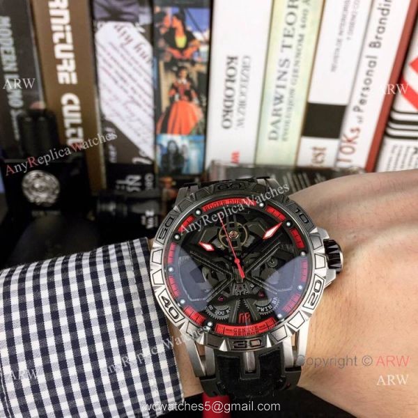 Fake Roger Dubuis Excalibur Lamborghini Huracan Watches Titanium Blue Rubber Band 46mm Fake Roger Dubuis Excalibur Lamborghini Huracan Watches Titanium Blue Rubber Band 46mm