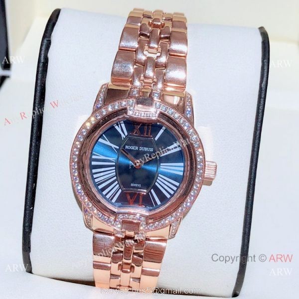 Copy Roger Dubuis Velvet Quartz Watches Rose Gold Black Dial Copy Roger Dubuis Velvet Quartz Watches Rose Gold Black Dial