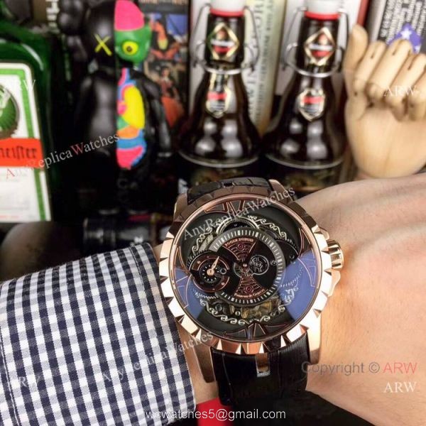 Copy Roger Dubuis Excalibur Quatuor Watches SS Blue Dial Copy Roger Dubuis Excalibur Quatuor Watches SS Blue Dial